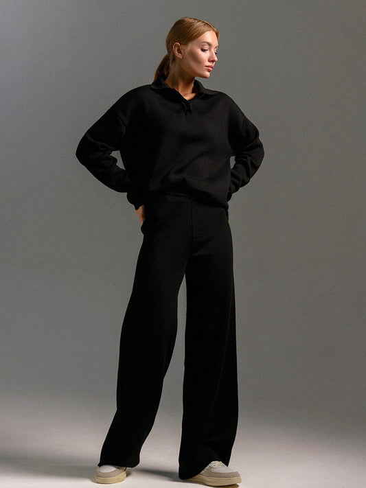 cecilia | collared relaxed lounge set black