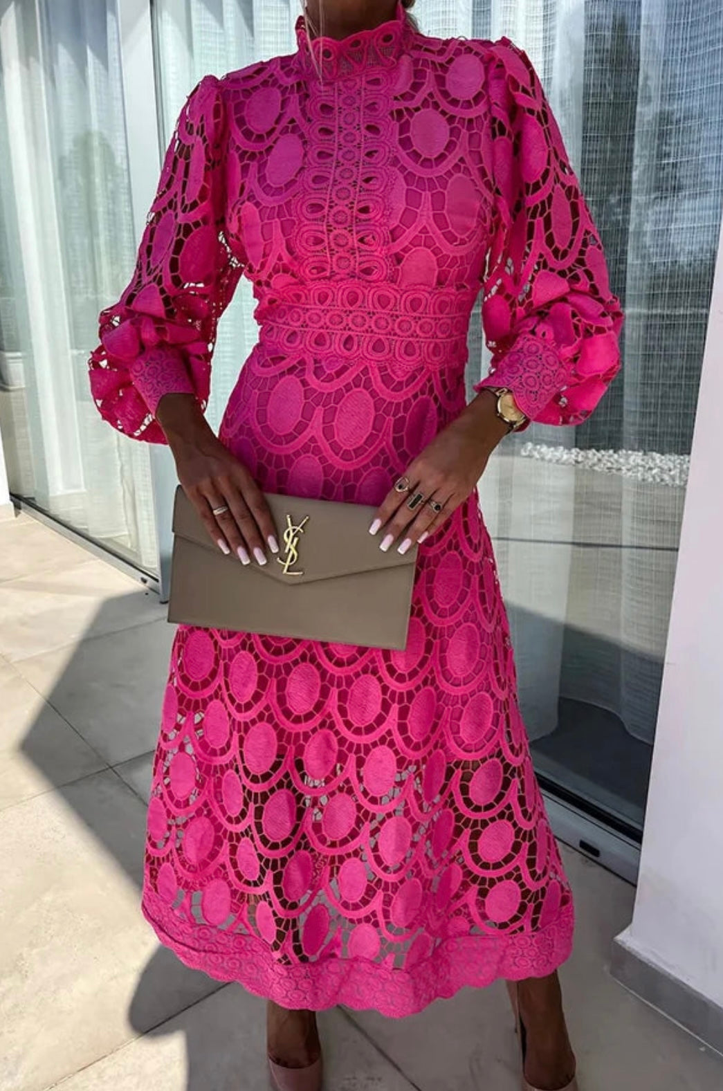 daisy | lace midi dress rose