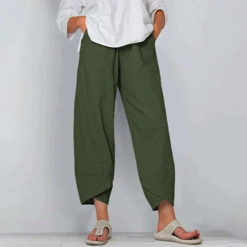 daisy | wide leg cropped pants military green
