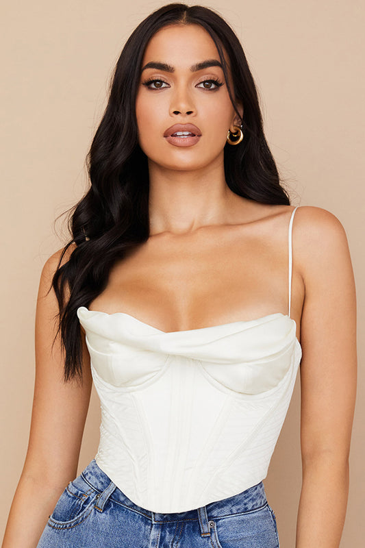 ginessa | ivory draped satin corset
