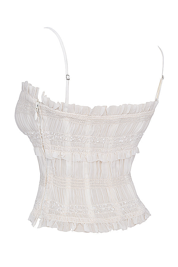 geralinde | ivory sequin corset top with adjustable lacing