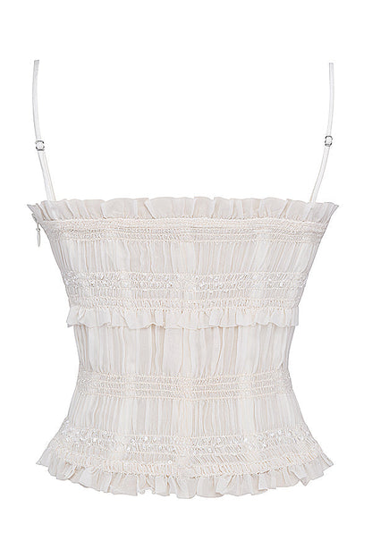 geralinde | ivory sequin corset top with adjustable lacing