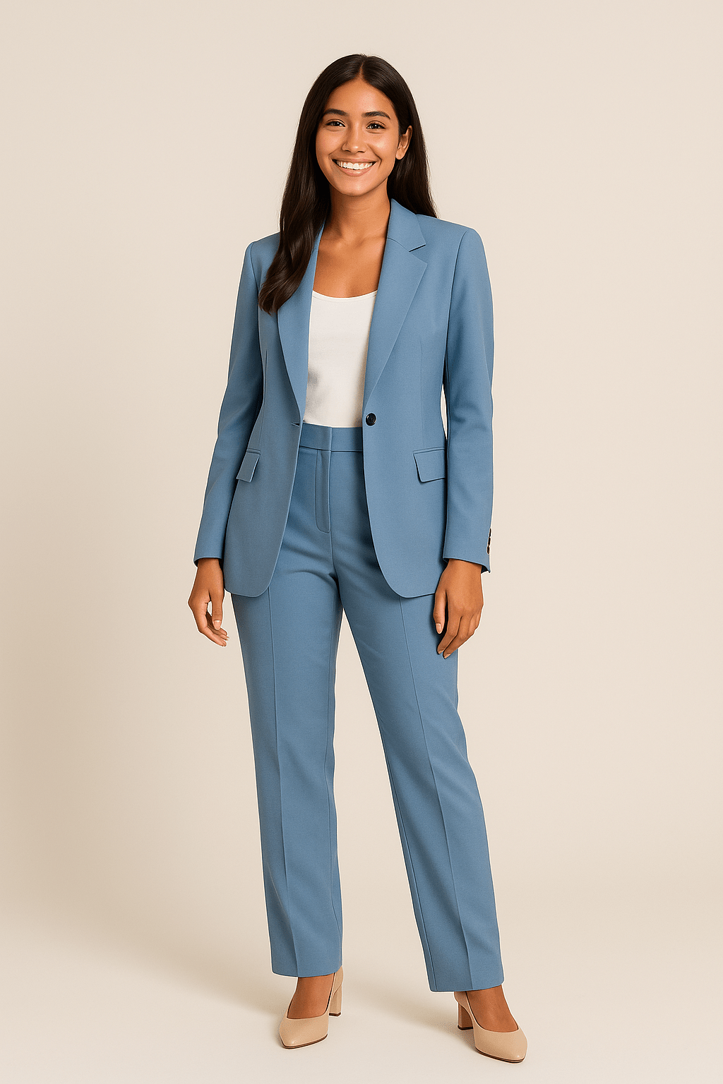 phoebe | tailored blazer and trouser set light blue