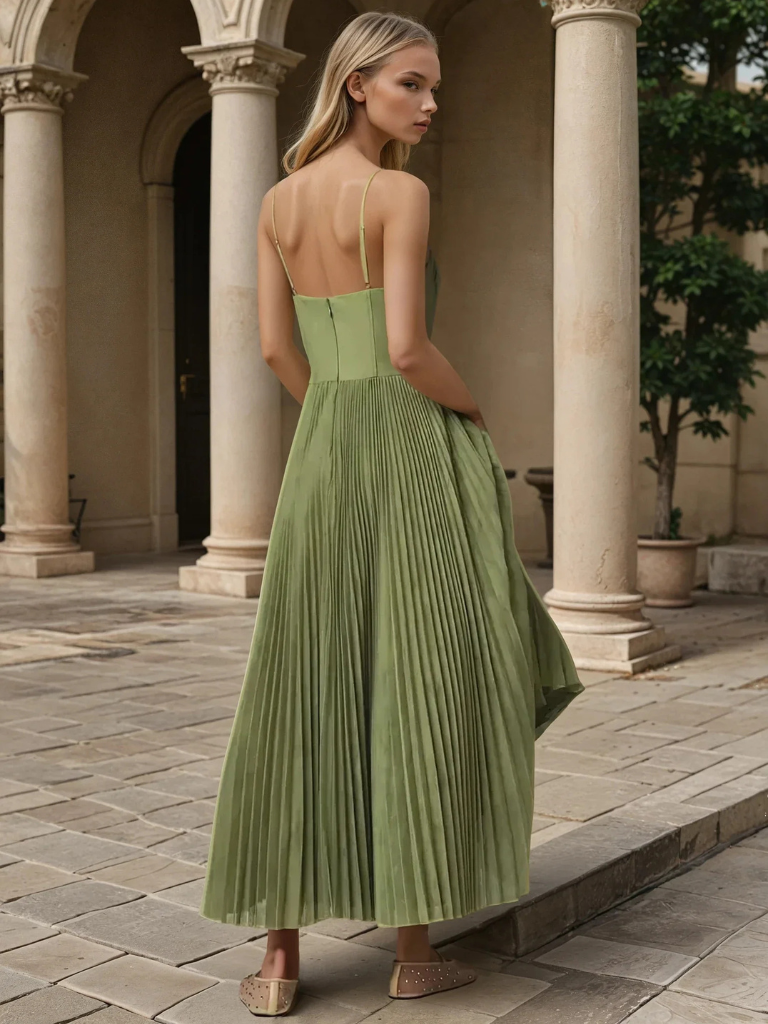 daisy | pleated sweetheart maxi dress