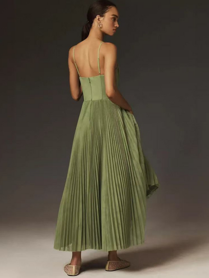 daisy | pleated sweetheart maxi dress