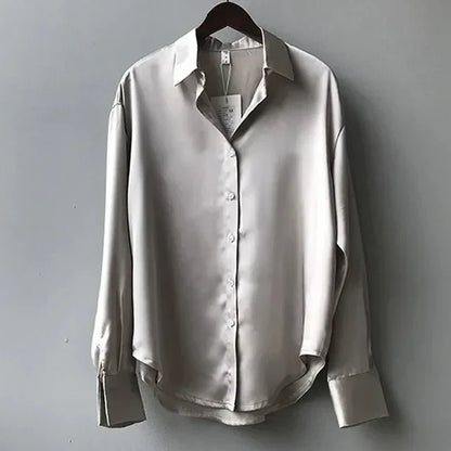 Stella | Satin Button-Down Blouse with Long Sleeves