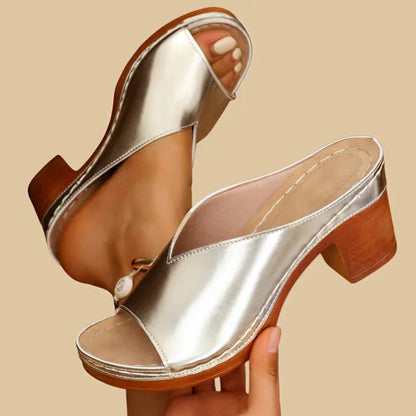 daisy | chunky high heel sandals with arch support