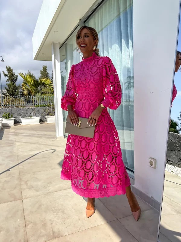 rosalind | long sleeve evening dress dark pink