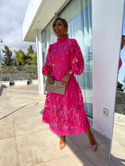 rosalind | long sleeve evening dress dark pink