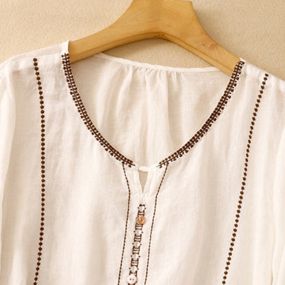 aria | embroidered ruffle sleeve blouse