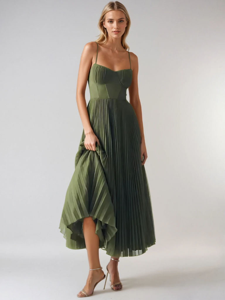 daisy | pleated sweetheart maxi dress