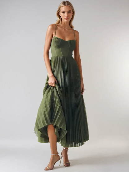 daisy | pleated sweetheart maxi dress