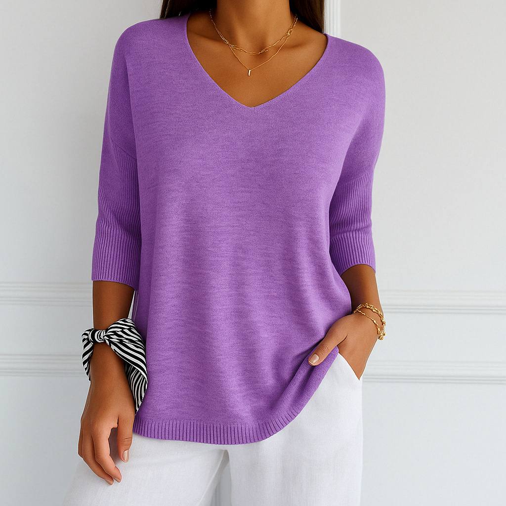 clara | v-neck short sleeve sweater lavender
