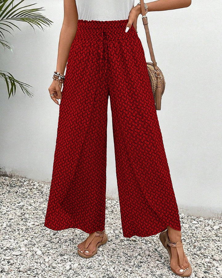 daisy | geometric wide-leg trousers red