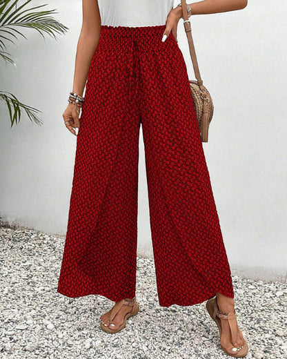daisy | geometric wide-leg trousers red