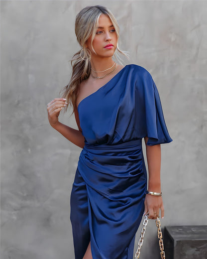 Ava | One Shoulder Wrap Midi Dress