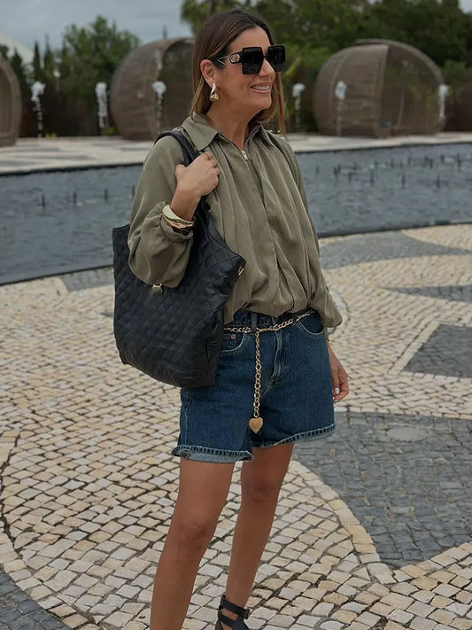 helga | pleated lantern sleeve blouse