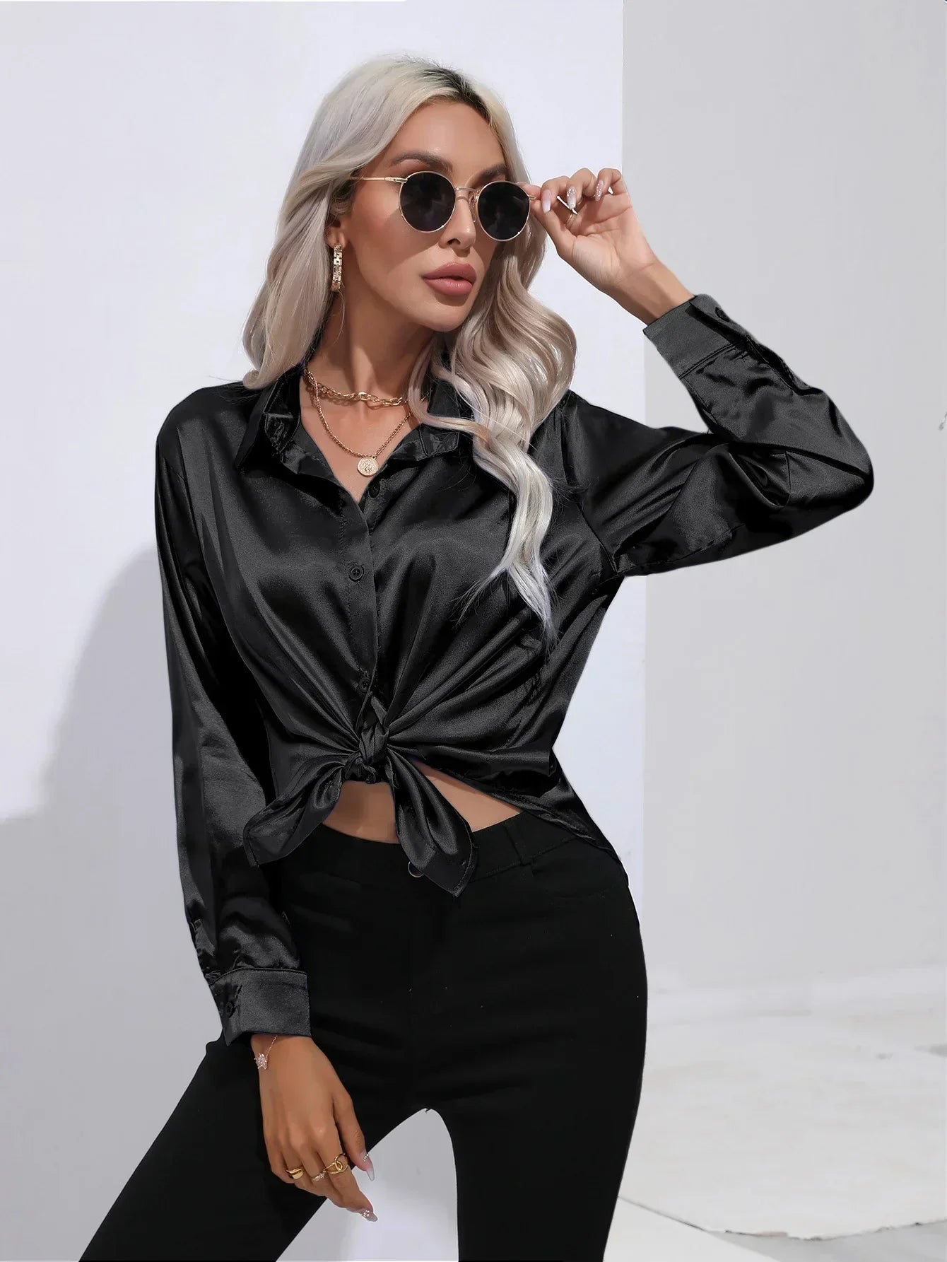 Annie | Elegant Satin Blouse for Refined Workwear