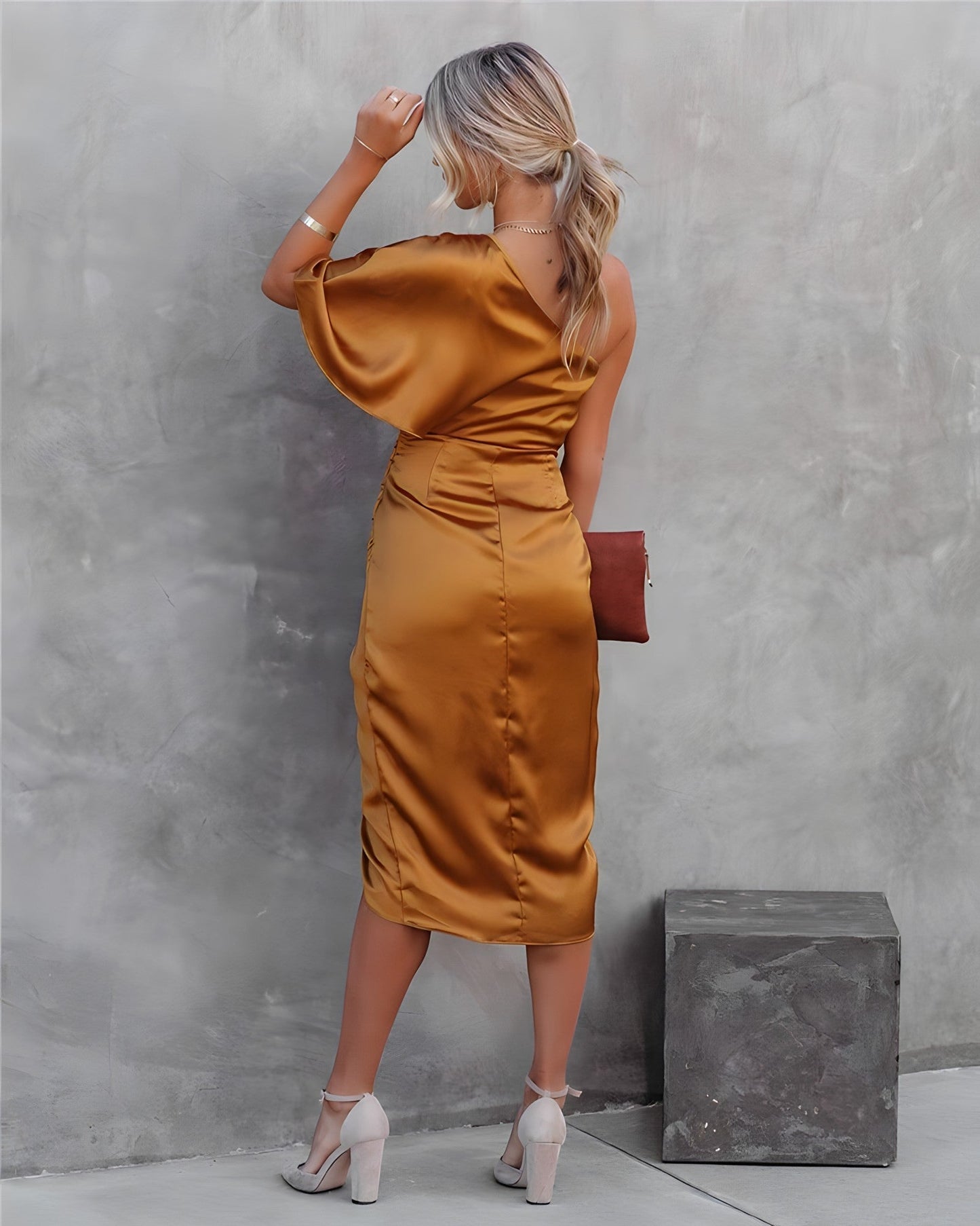 Ava | One Shoulder Wrap Midi Dress