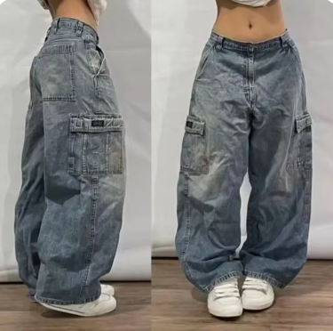 daisy | baggy cargo jeans in light wash