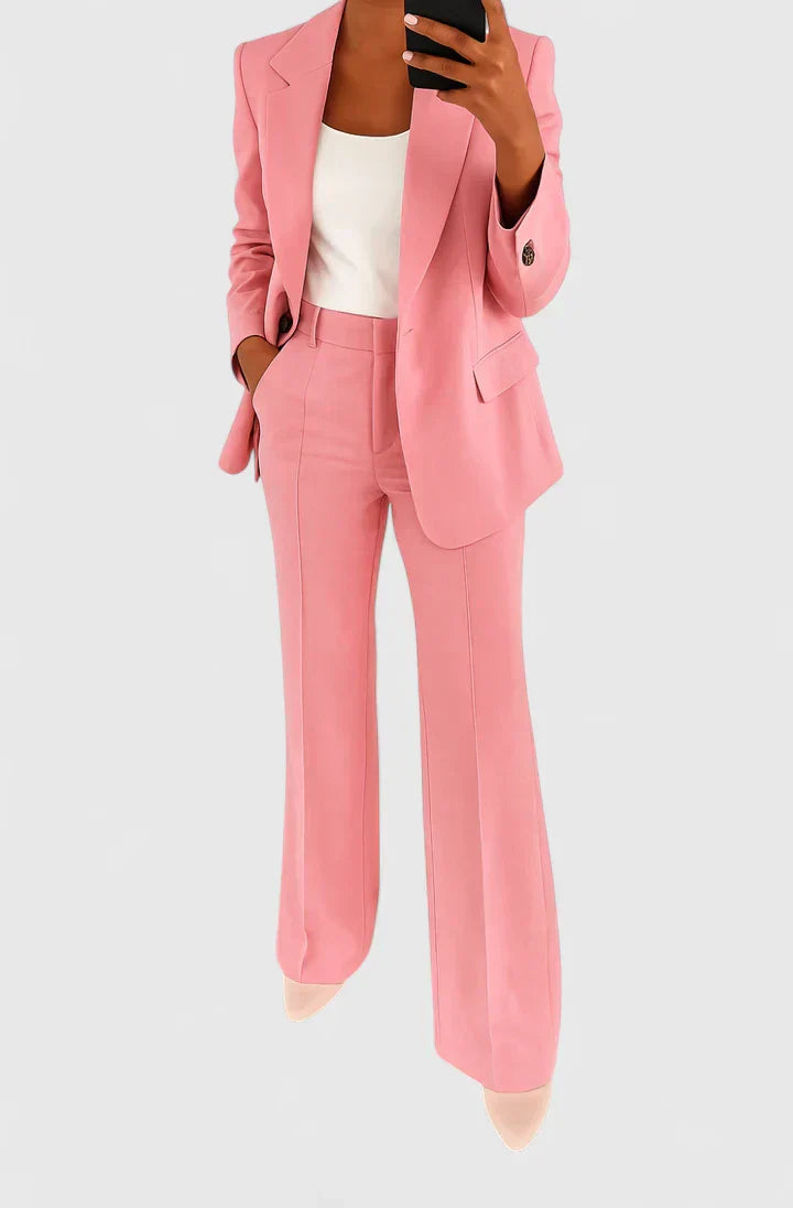 evie | tailored blazer and pant set pink