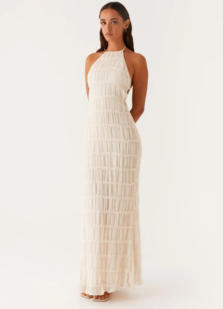 daisy | halter maxi dress white