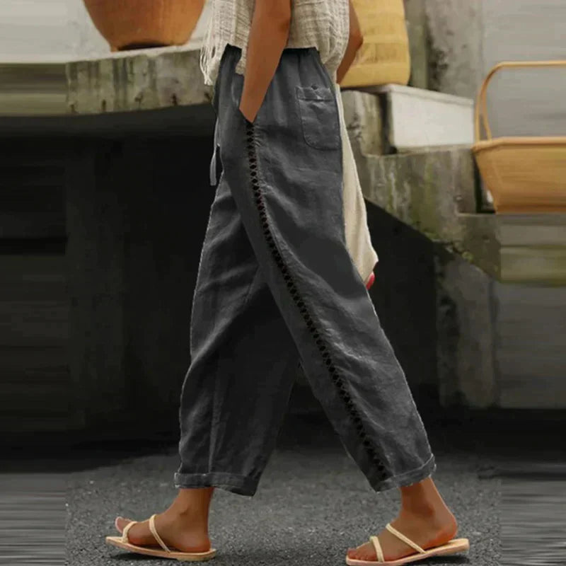 daisy | high-waist tapered trouser with side stripe black