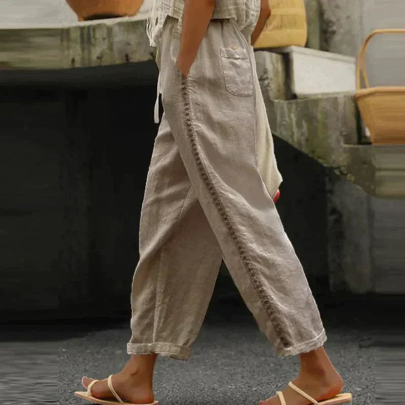 daisy | high-waist tapered trouser with side stripe khaki