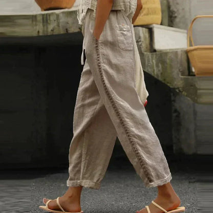 daisy | high-waist tapered trouser with side stripe khaki