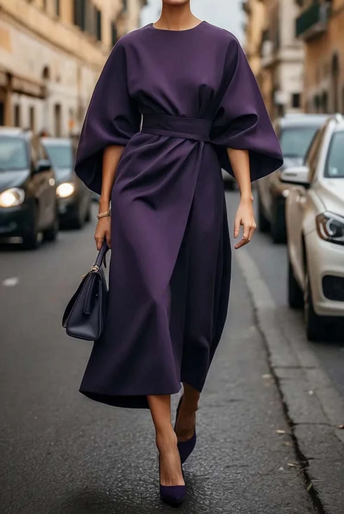 Addison | Kimono Sleeve Belted Midi Dress