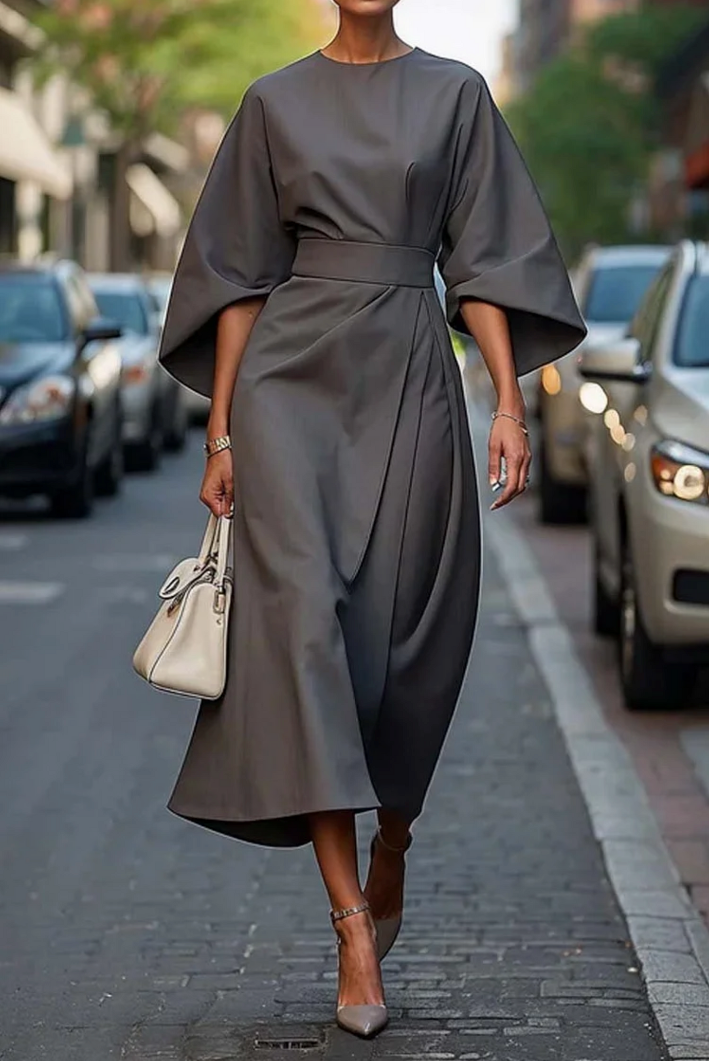 Addison | Kimono Sleeve Belted Midi Dress