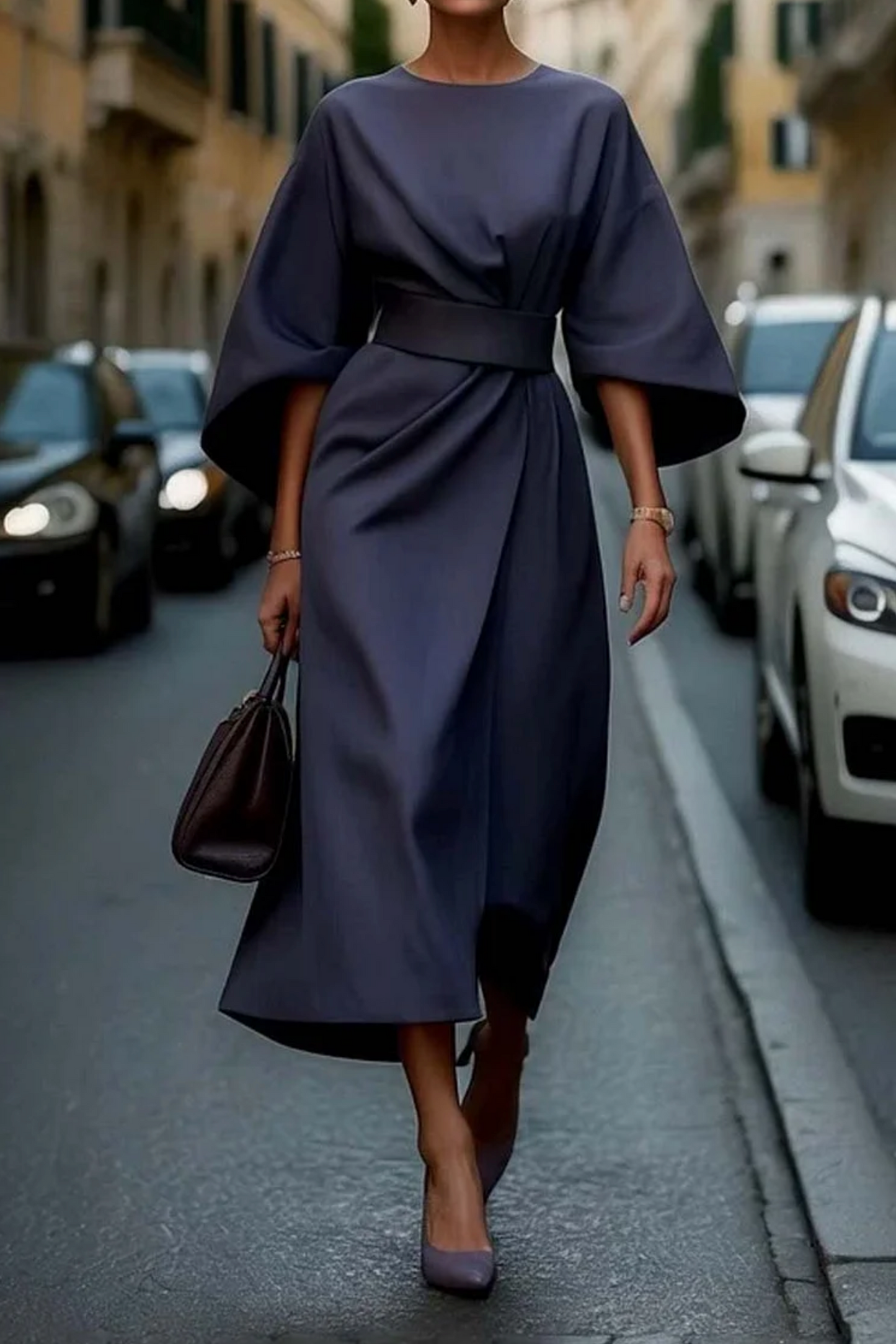 Addison | Kimono Sleeve Belted Midi Dress