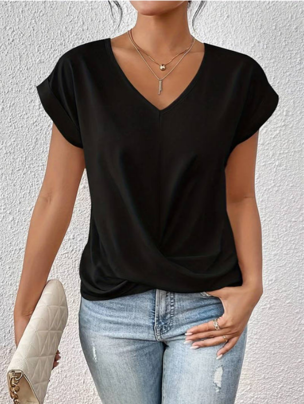 Elin | Draped V-Neck Blouse