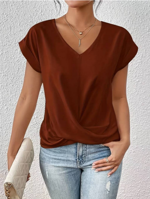 Elin | Draped V-Neck Blouse