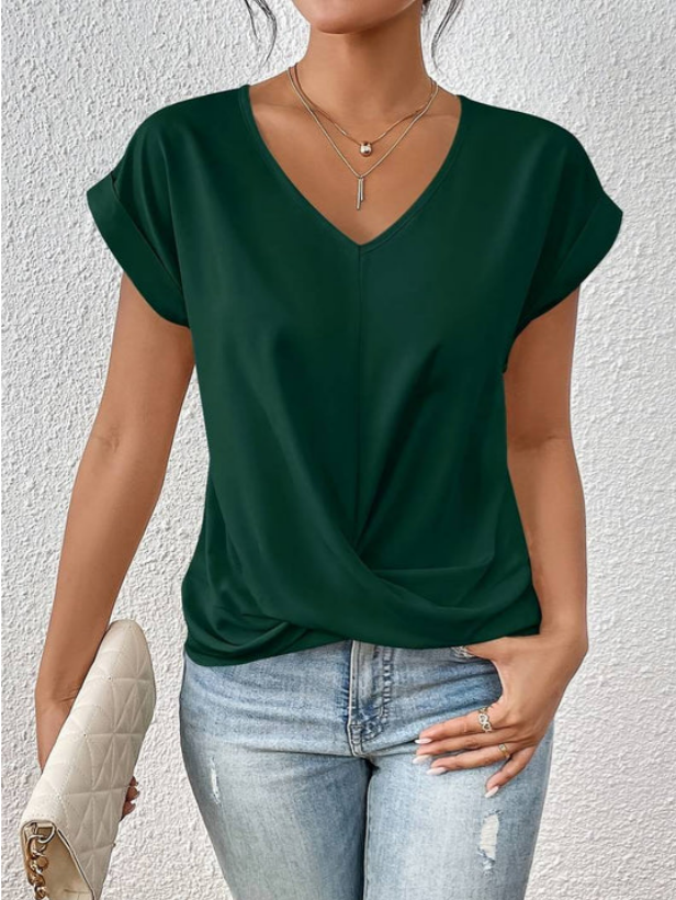 Elin | Draped V-Neck Blouse
