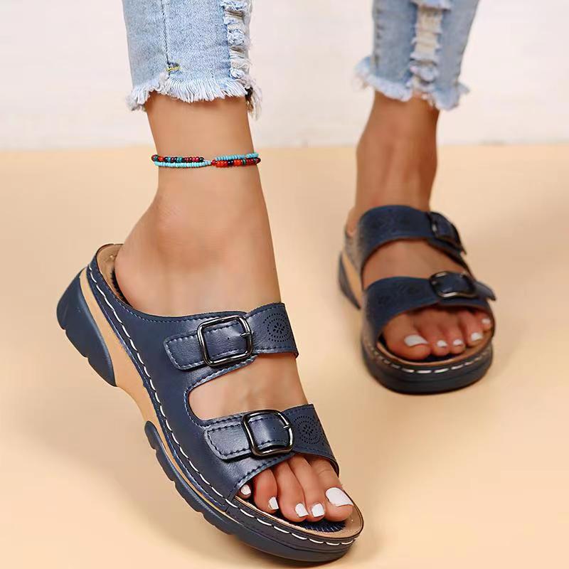 daisy | leather orthopedic sandal blue