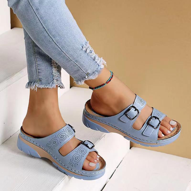 daisy | leather orthopedic sandal light blue