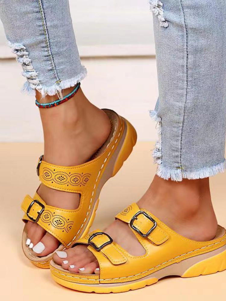 daisy | leather orthopedic sandal yellow