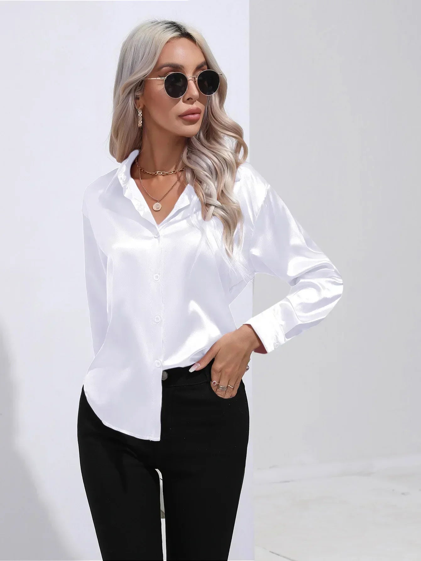 Annie | Elegant Satin Blouse for Refined Workwear