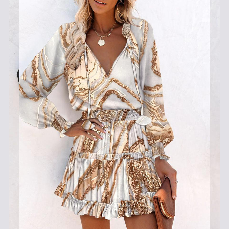daisy | ruffle v-neck mini dress khaki