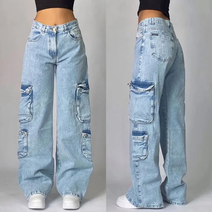 daisy | baggy cargo jeans in light wash