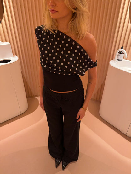 Lina | Polka Dot Top with Adjustable Tie Back