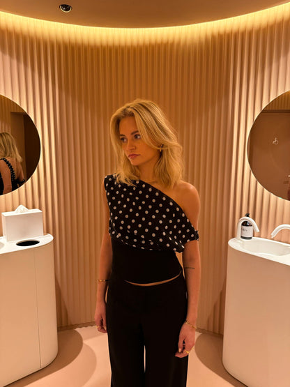 Lina | Polka Dot Top with Adjustable Tie Back