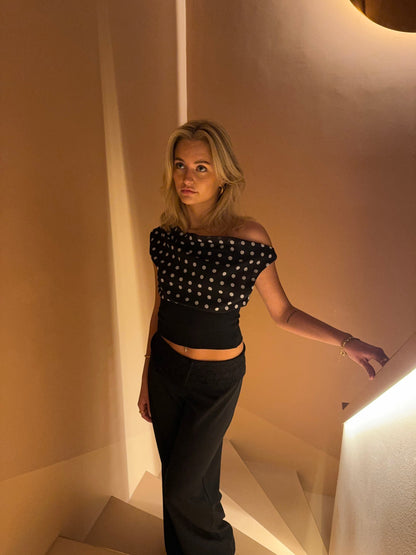 Lina | Polka Dot Top with Adjustable Tie Back