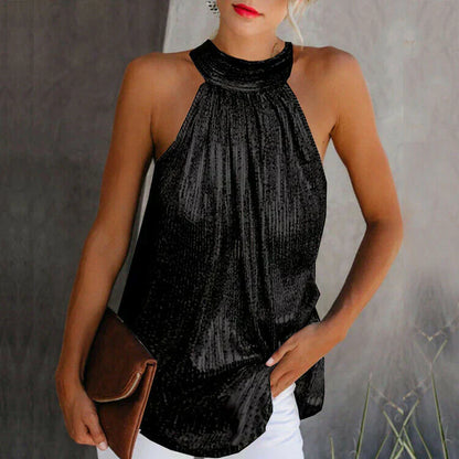 gwenna | luxe halter top with effortless elegance black