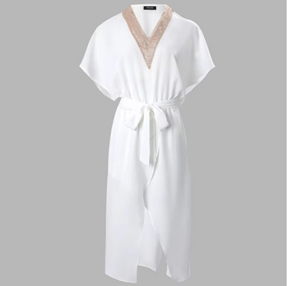 Bonnie | White Midi Dress with V-Neck