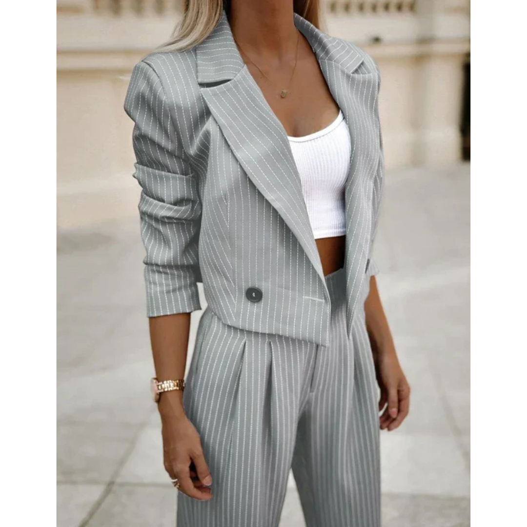 isla | structured blazer suit grey