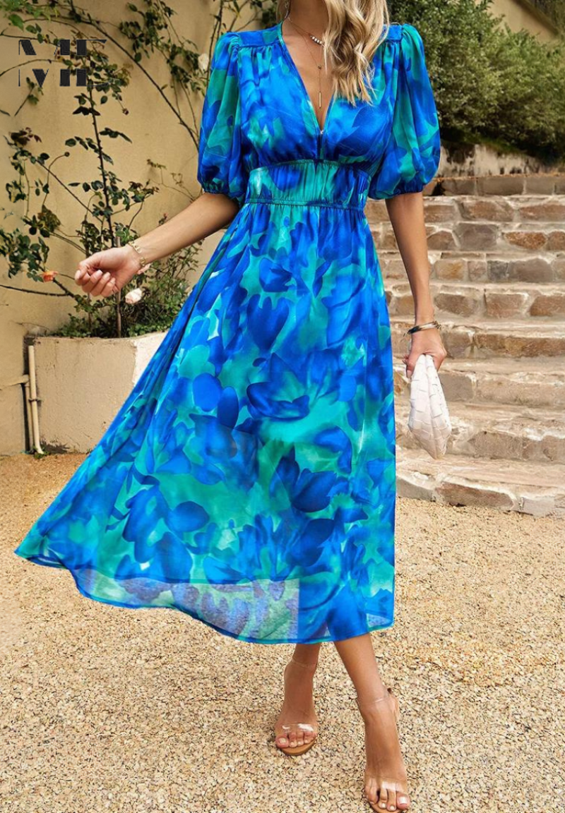 iris | floral v-neck midi dress