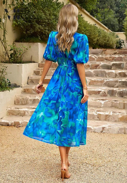 iris | floral v-neck midi dress