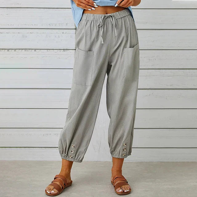 daisy | high waist relaxed pants light grey